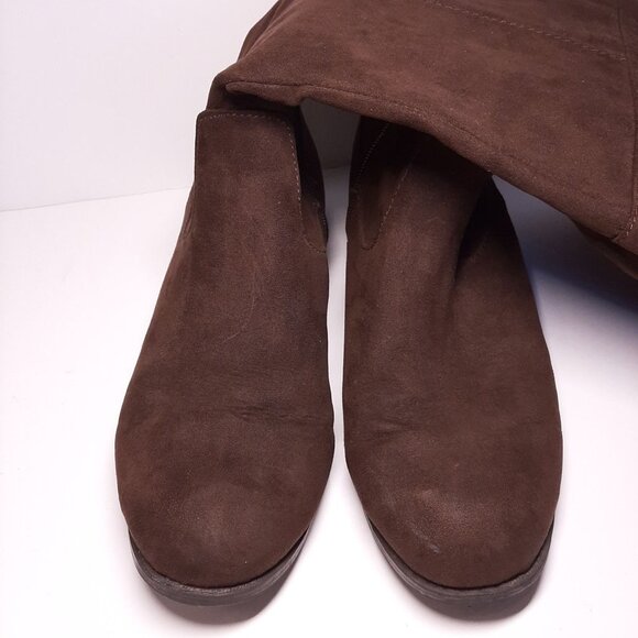 American Eagle By Payless Faux Suede Riding Boots Stars Studded Western Brown - Picture 4 of 11